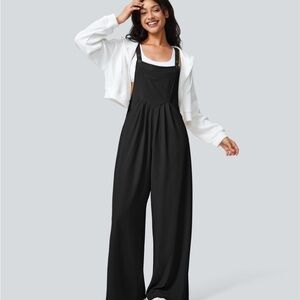 HALARA Black Wide-Leg Jumpsuit with Square Neckline